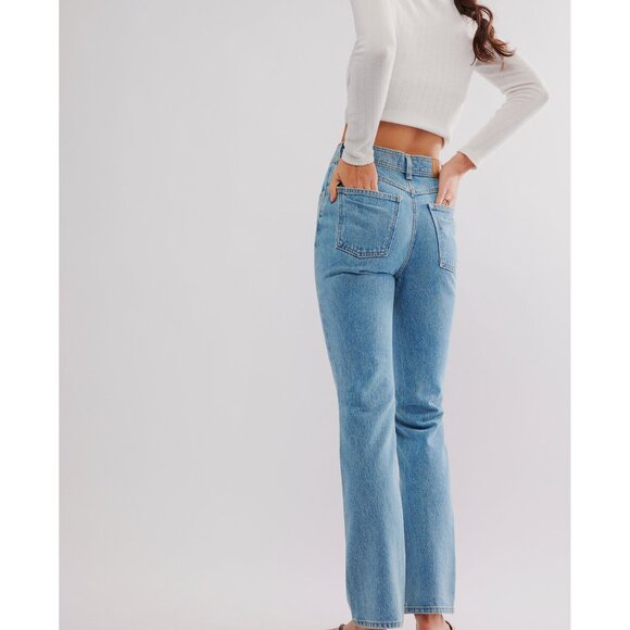 Free People Light Blue Straight Leg Jeans - Picture 3 of 5